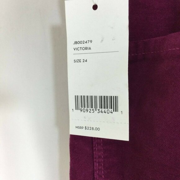 J Brand Alana Victoria Pink Velvet Velour Skinny Jeans Pants Womens Size 24 NWT - Picture 7 of 9